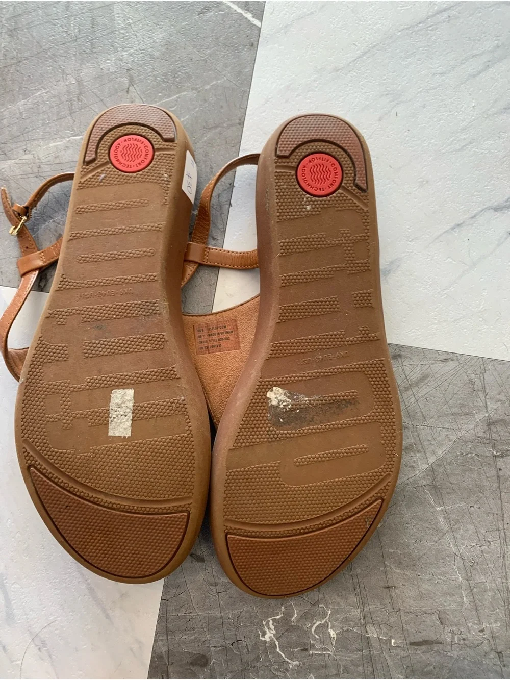 Fitflop Tan Leather T-Strap Sandals